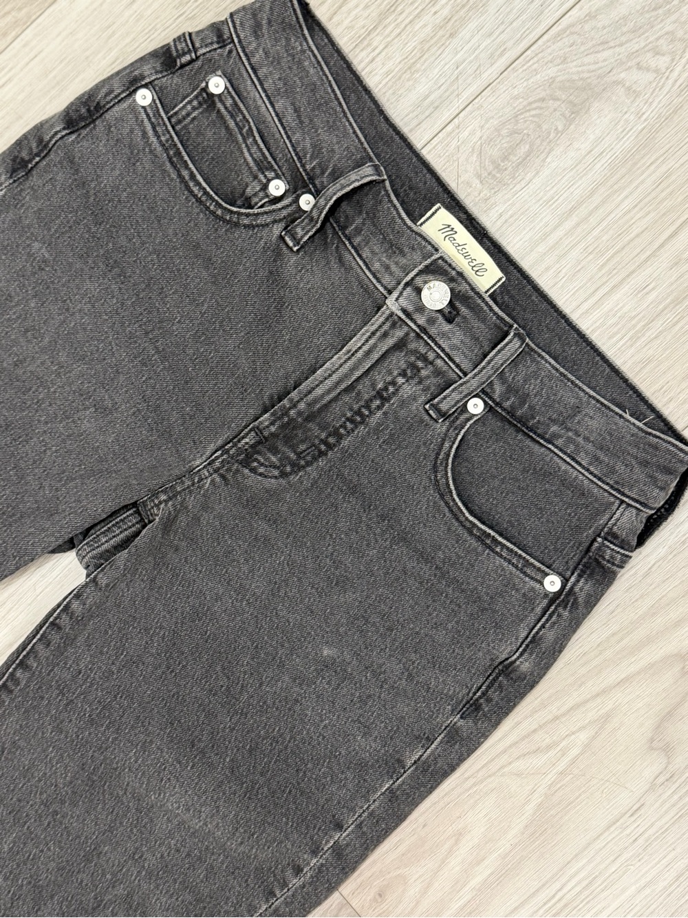 Madewell Charcoal Black High-Rise Straight Jeans